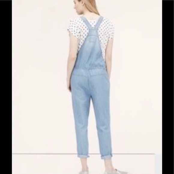 Loft Distressed Chambray Drawstring Overalls - Picture 7 of 11